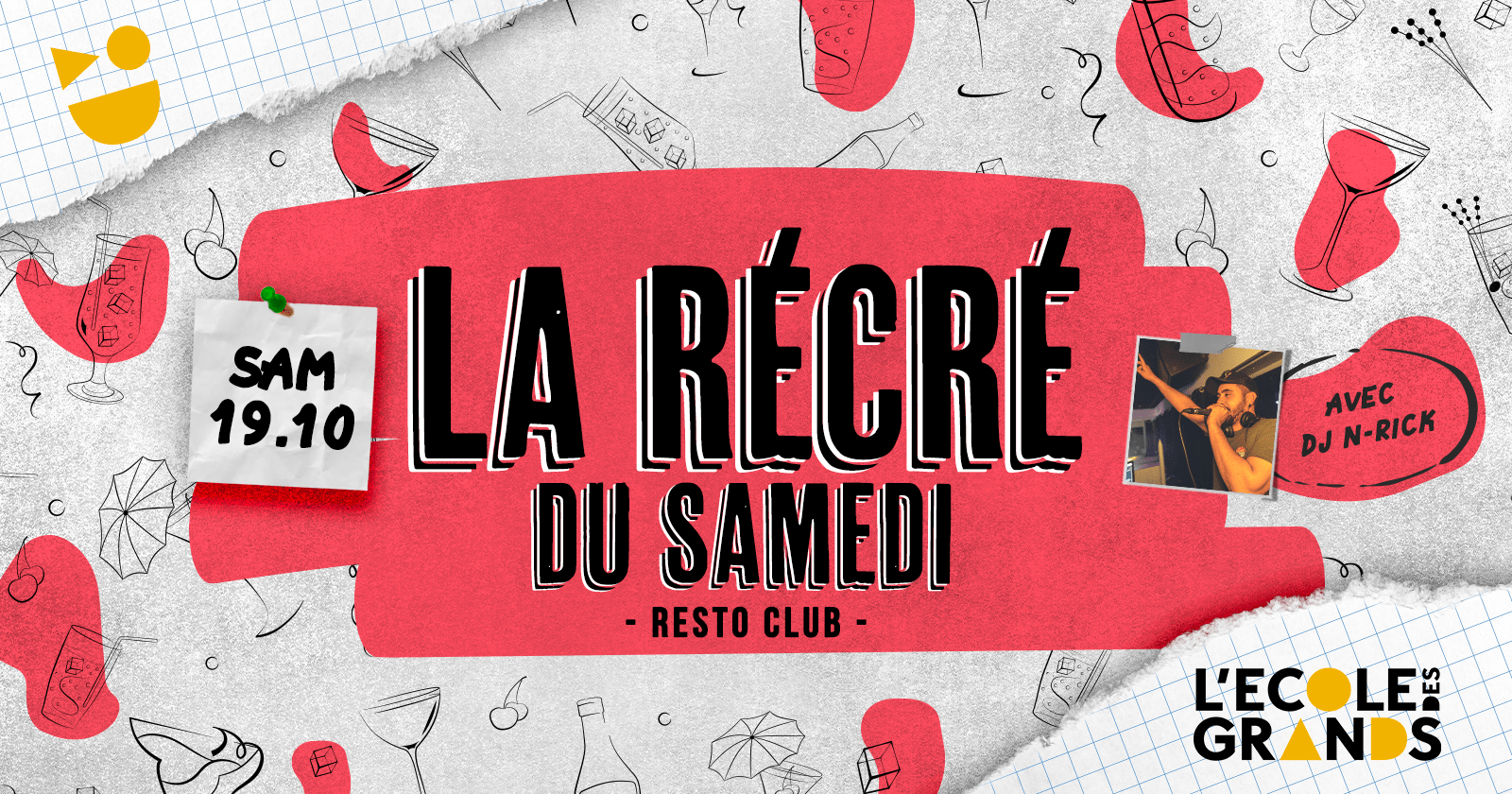 LA RÉCRÉ DE L’ÉCOLE – SAMEDI 19 OCTOBRE