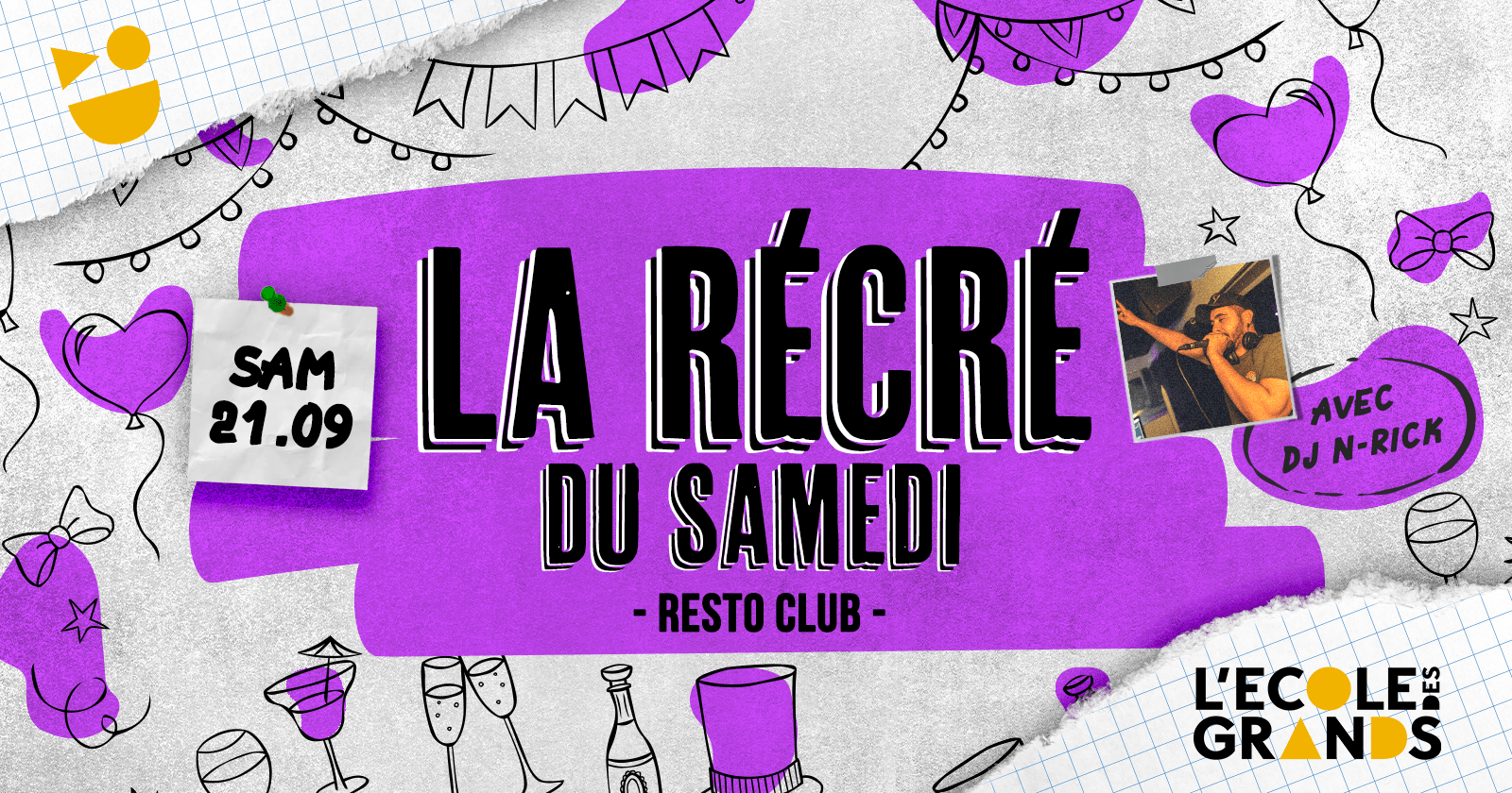 LA RÉCRÉ DE L’ÉCOLE – SAMEDI 21 SEPTEMBRE